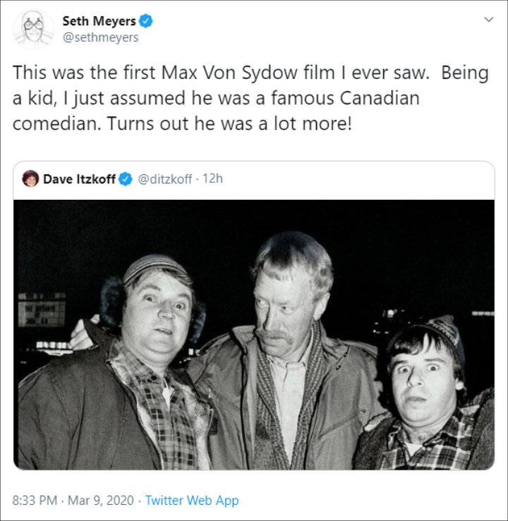 Seth Meyers remembers Max Von Sydow