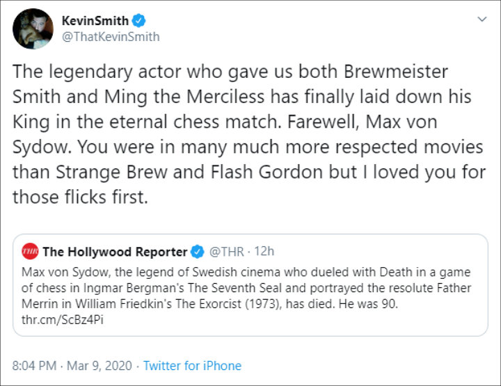 Kevin Smith paid tribute to Max Von Sydow