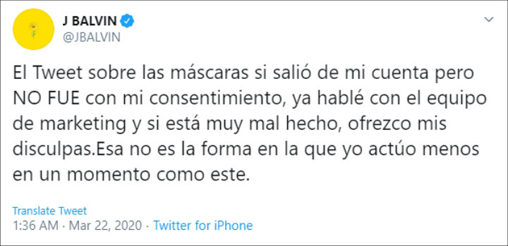 J Balvin Responds to Backlash Over His Face Mask Merchandise