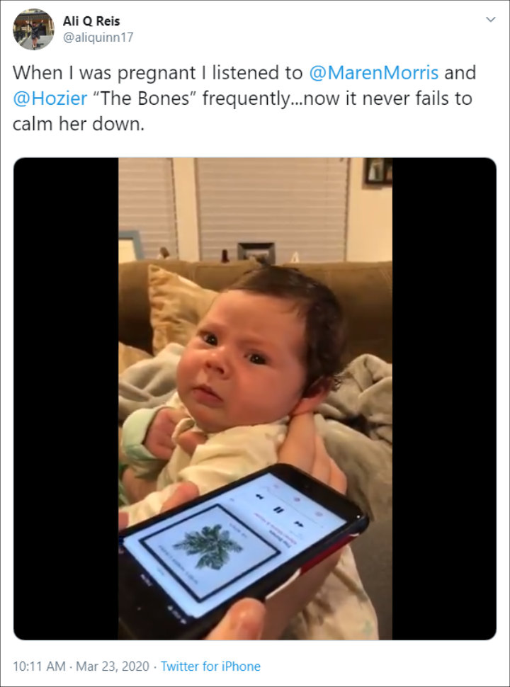 Marren Morris and Hozier's song calms a baby