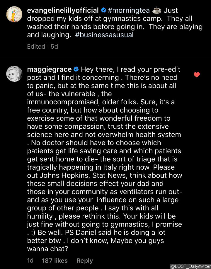 Maggie Grace takes aim at Evangeline Lilly