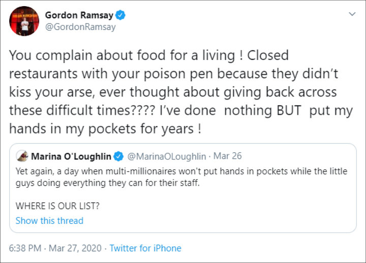 Gordon Ramsay's Twitter rant