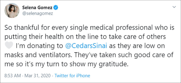 Selena Gomez Donates to Cedars-Sinai Medical Center