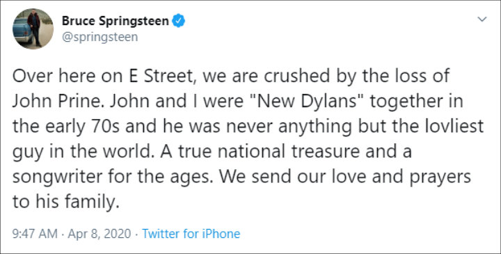 Bruce Springsteen paid tribute to John Prine