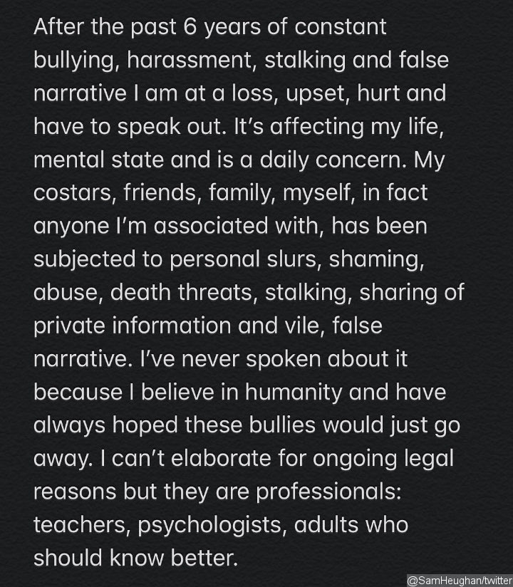Sam Heughan Speaks Out on 'Constant Bullying'
