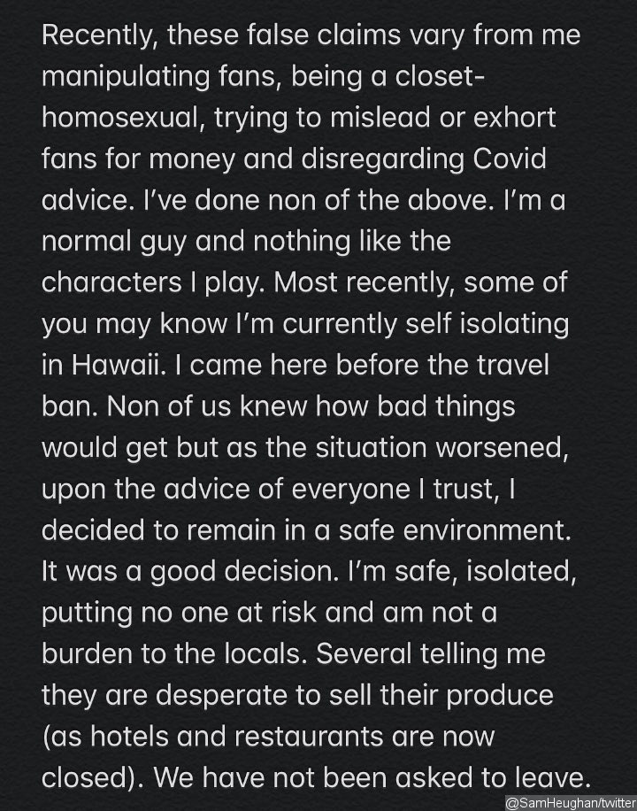 Sam Heughan Speaks Out on 'Constant Bullying'