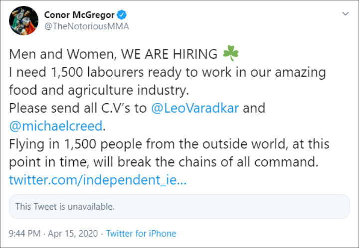 Conor McGregor's racist tweet