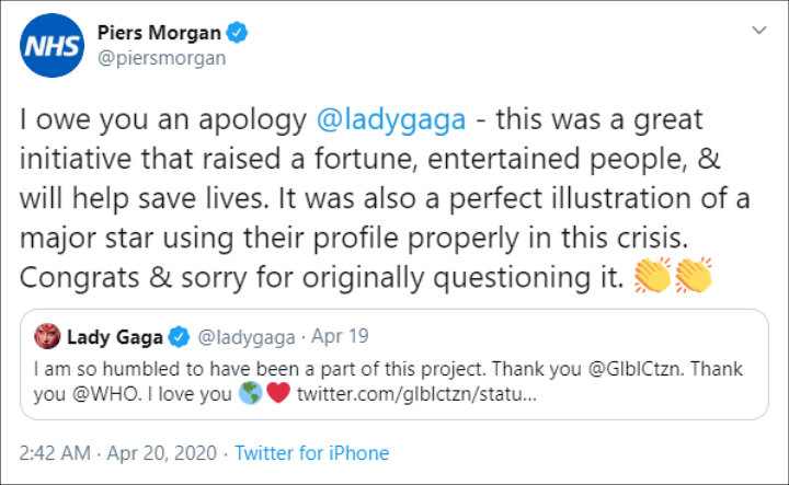 Piers Morgan Apologizes for Underestimating Lady GaGa
