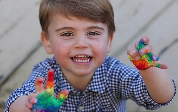 Prince Louis Not Afraid to Get Messy to Make Rainbow Handprint to Honor Covid-19 Medical Workers