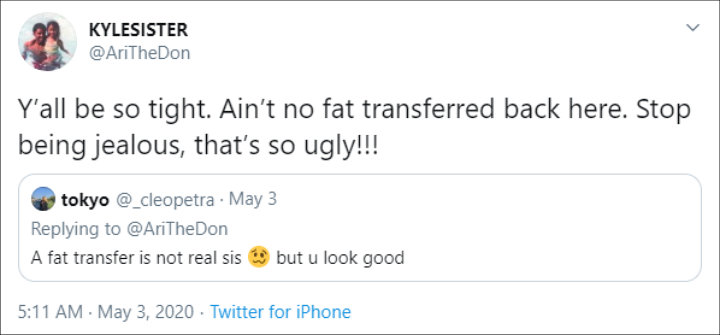 Ari Fletcher blasts a hater