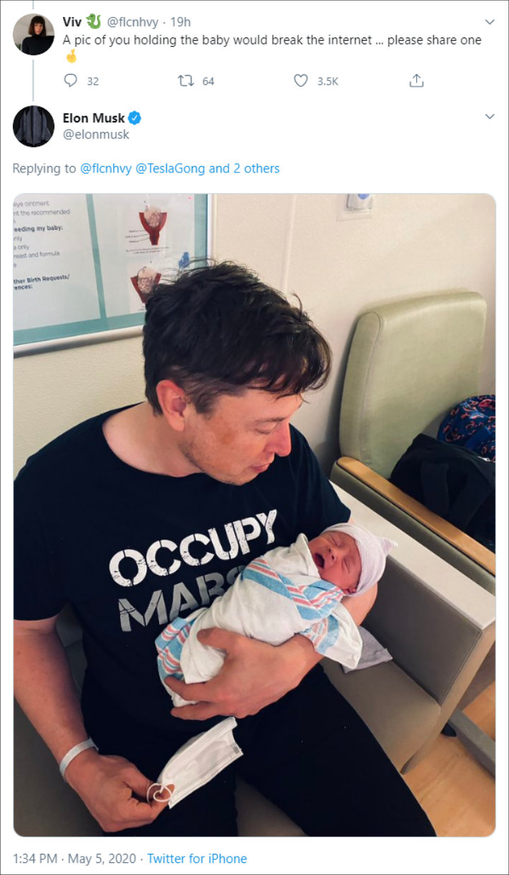 Elon Musk Offers A Look at First Child With Grimes