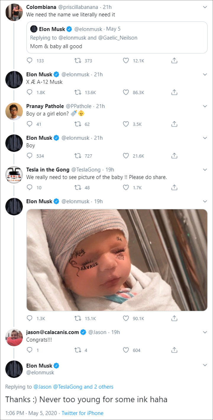 Elon Musk's baby picture