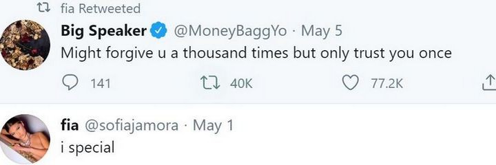 Sofia Jamora re-tweeted message about loyalty and trust