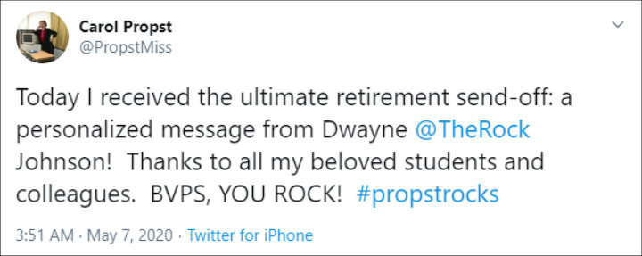 The Rock sent a retiring teacher a video message