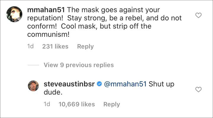 Steve Austin Shuts Down Critic of Him Wearing a Mask
