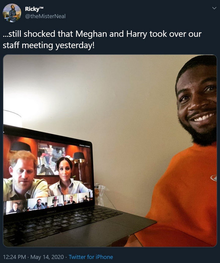 An employee shares picture of the teleconference call