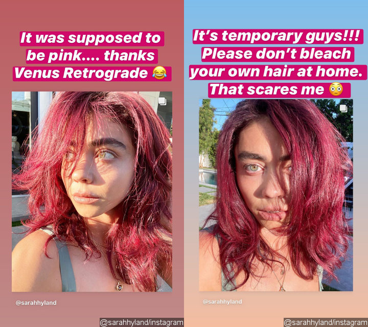 Sarah Hyland Begs Fans Not to Bleach Hair at Home After Debuting Cherry Red Hair Sarah Hyland Begs Fans Not to Bleach Hair at Home After Debuting Cherry Red Hair