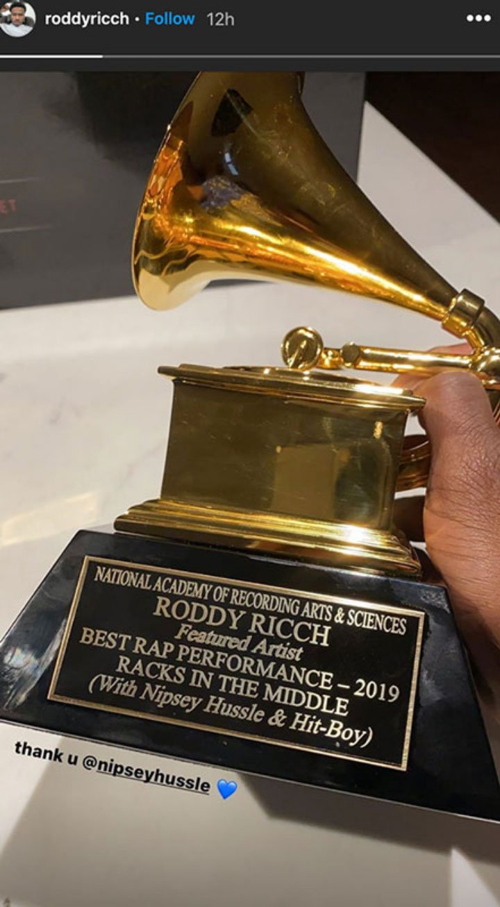 Roddy Ricch received his Grammy