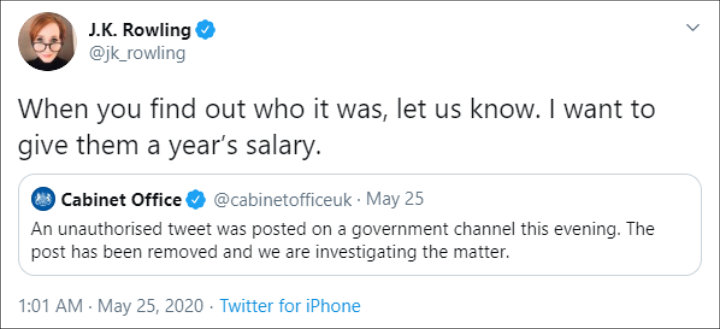 J. K. Rowling's Tweet 01