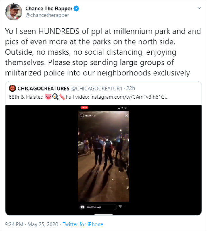 Chance The Rapper Accuses Chicago Police of Discrimination in Upholding Social Distancing Rules