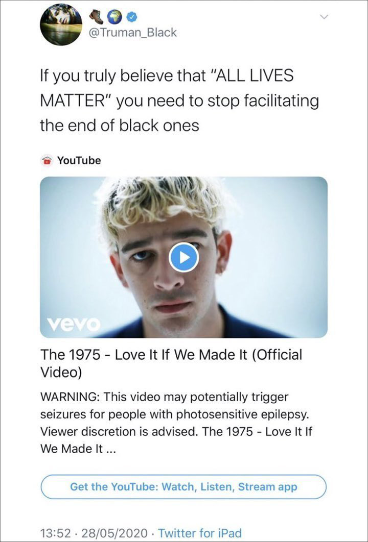 Matty Healy's Twitter Post