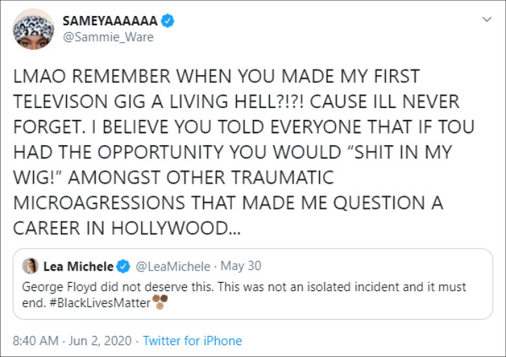 Samantha Ware's Tweet