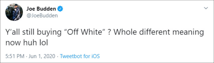 Joe Budden shaded Virgil Abloh