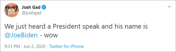 Josh Gad supports Joe Biden