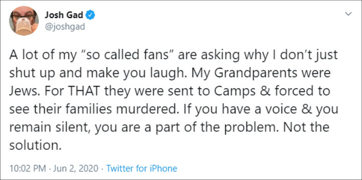 Josh Gad clapped back