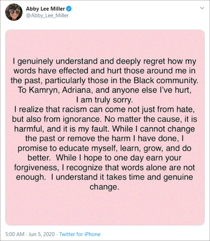 Abby Lee Miller's Apology