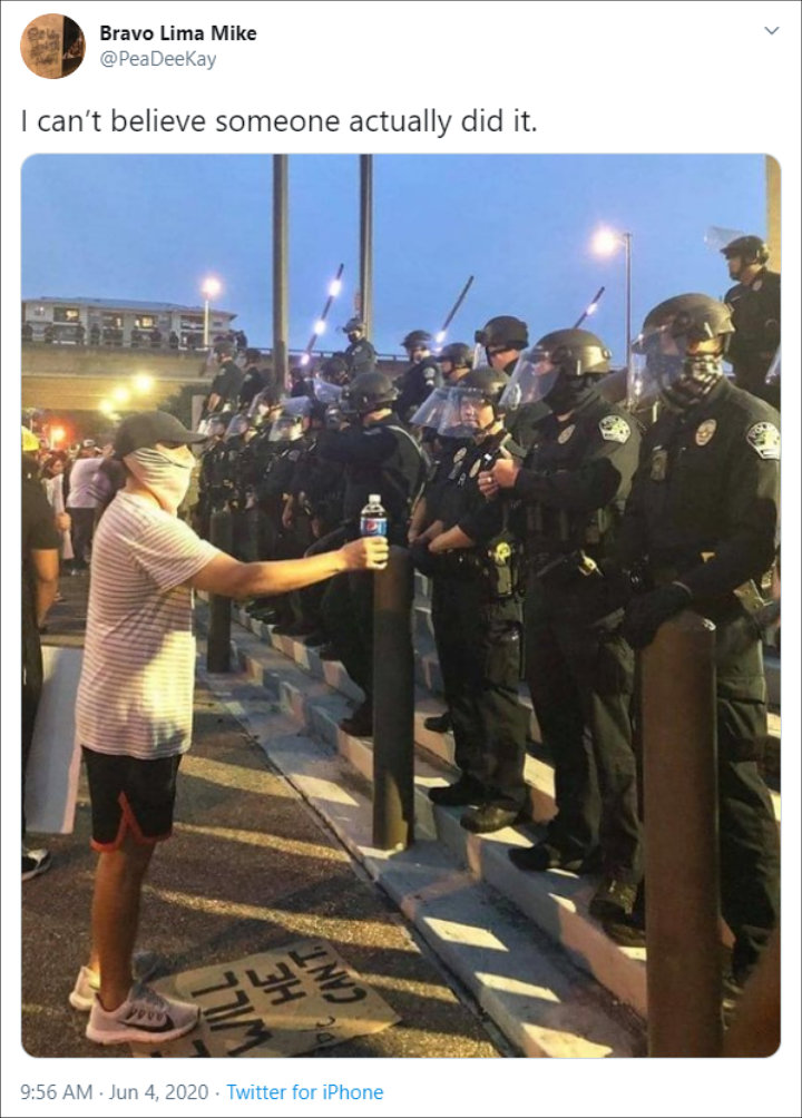 A Protester Mocks Kendall Jenner's Pepsi Ad