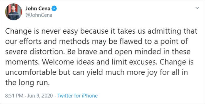 John Cena calls for a change