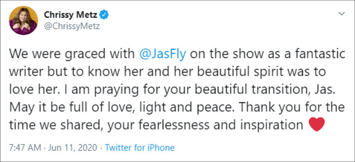 Chrissy Metz's Twitter Post