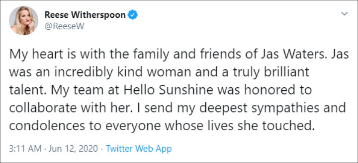 Reese Witherspoon's Twitter Post