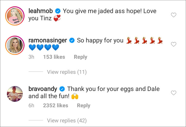 Other Bravo Stars' IG Comments