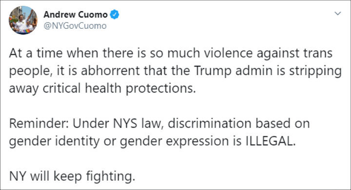Andrew Cuomo's Twitter Post