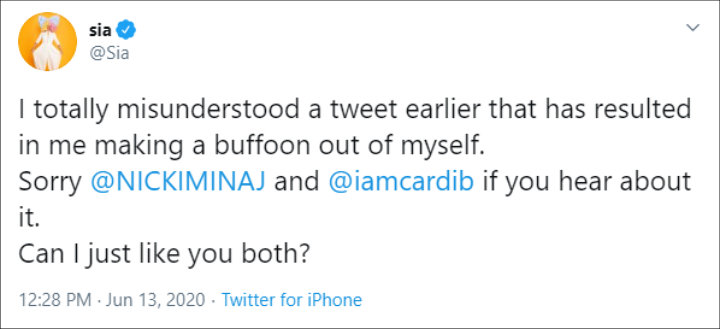 Sia's Tweet 02