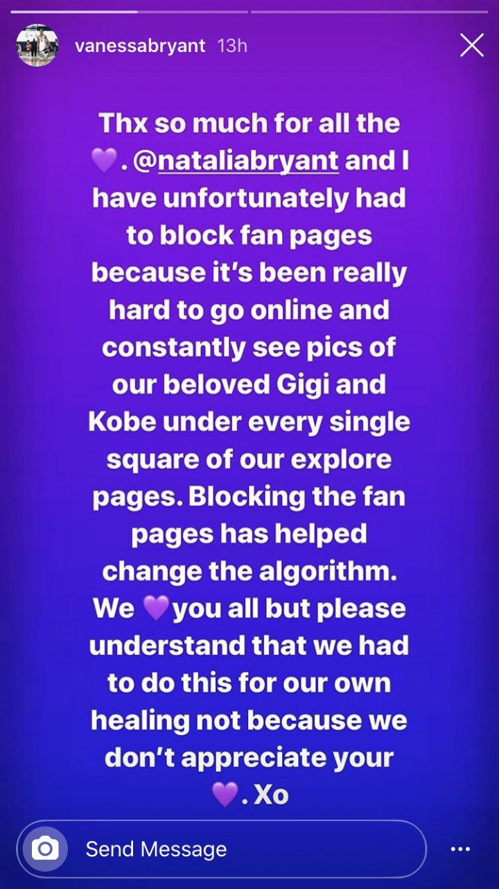Vanessa Bryant Explains Decision to Block Kobe and Gianna Fan Pages