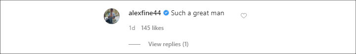 Alex Fine's IG Comment