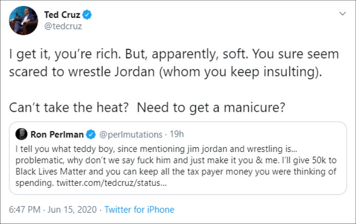 Ron Perlman and Ted Cruz's Twitter Feud
