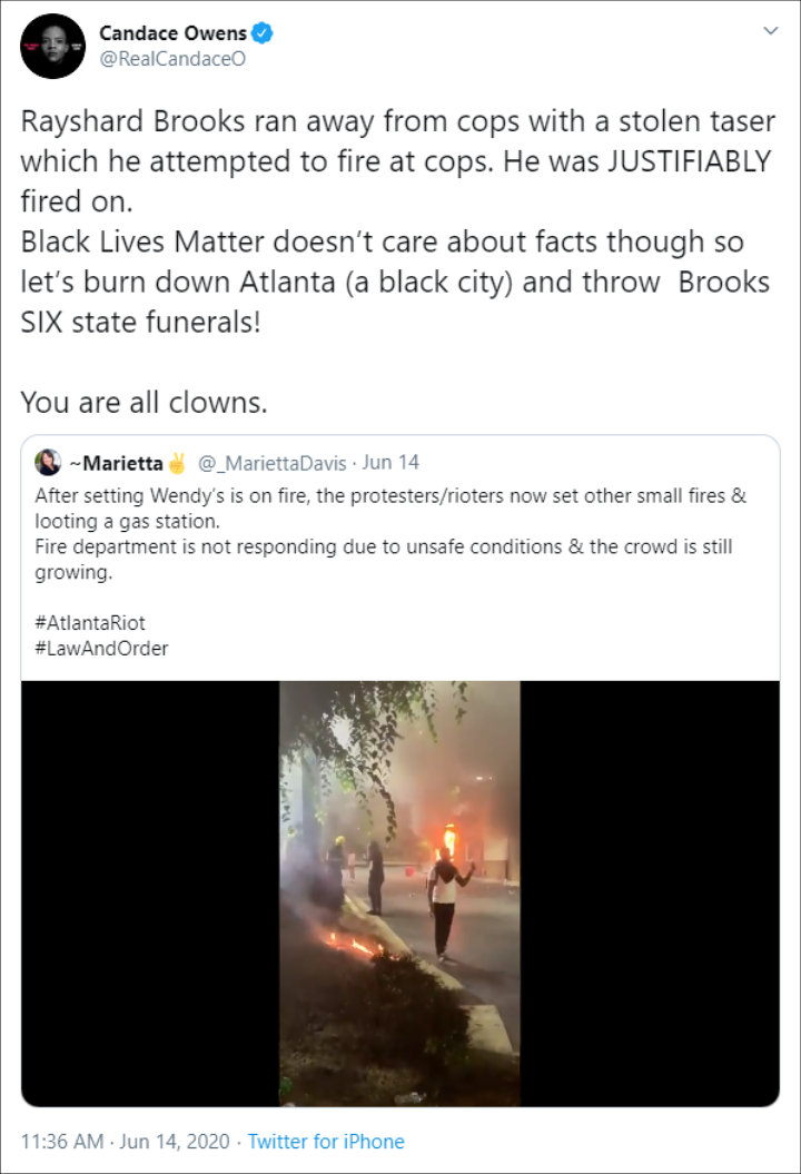 Candace Owens Defends Police Officer Who Killed Rayshard Brooks