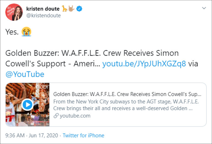 Kristen Doute's Twitter Post