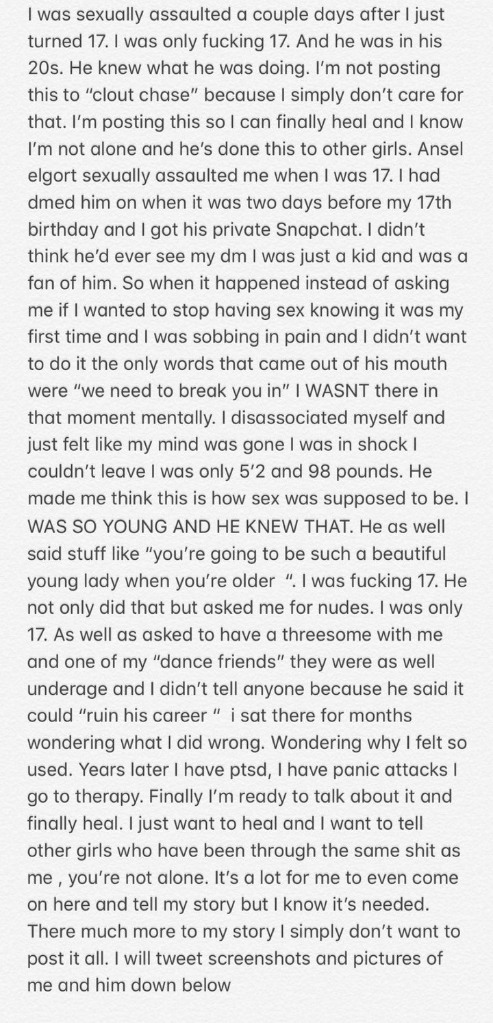 The female fan details her ordeals