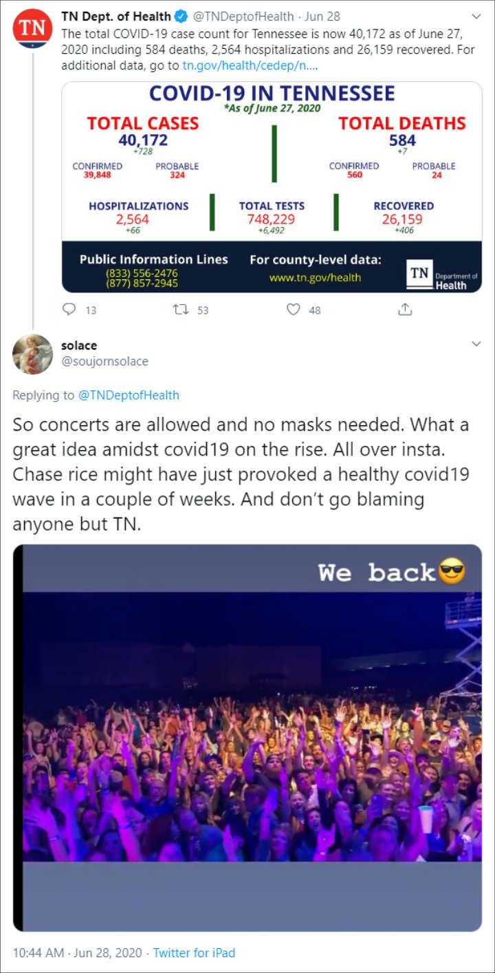 Chase Rice is criticized for packed concert in Tennessee