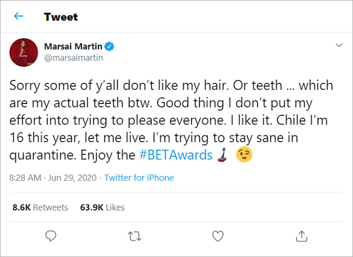 Marsai Martin addressed the trolling