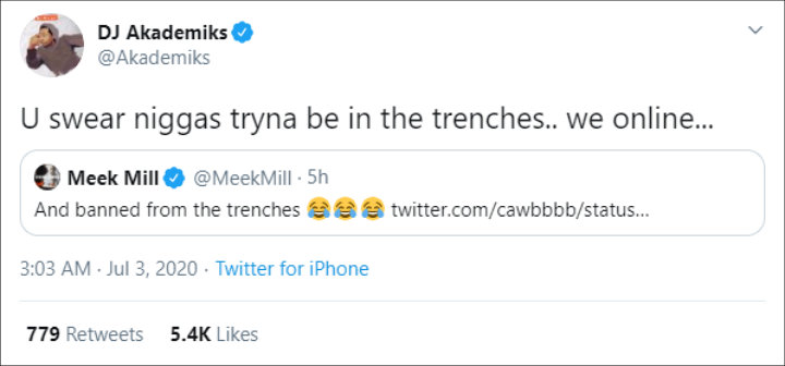 DJ Akademiks fired back at Meek Mill
