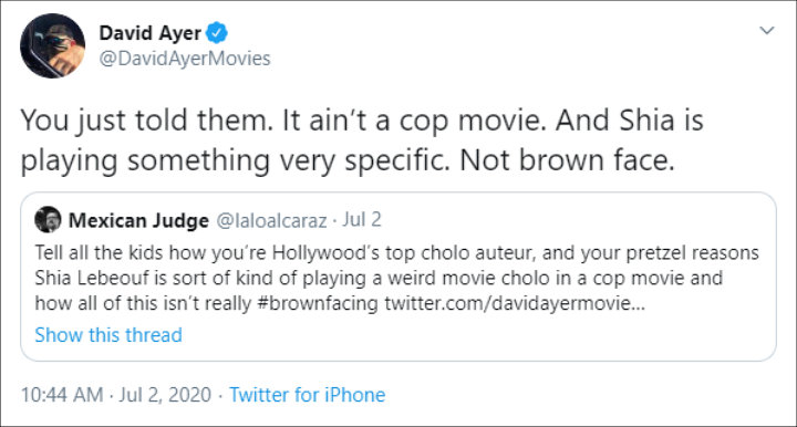 David Ayer's Twitter Post 03