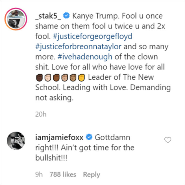 Jamie Foxx Calls Out Kanye West