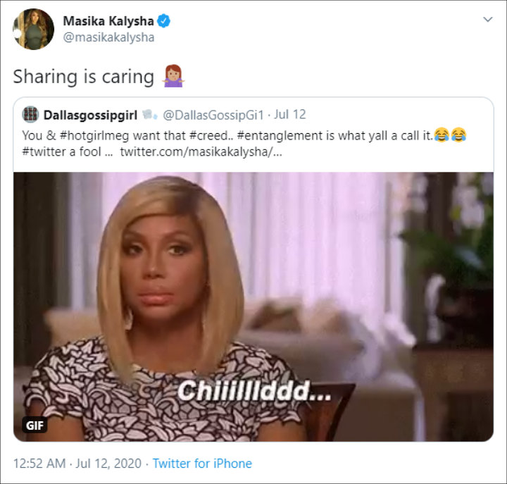 Masika responded to a fan's trolling