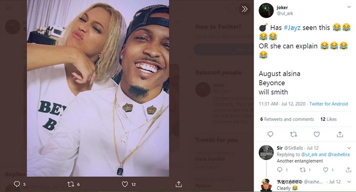 Twitter Reacts to Beyonce and August Alsina's Photo